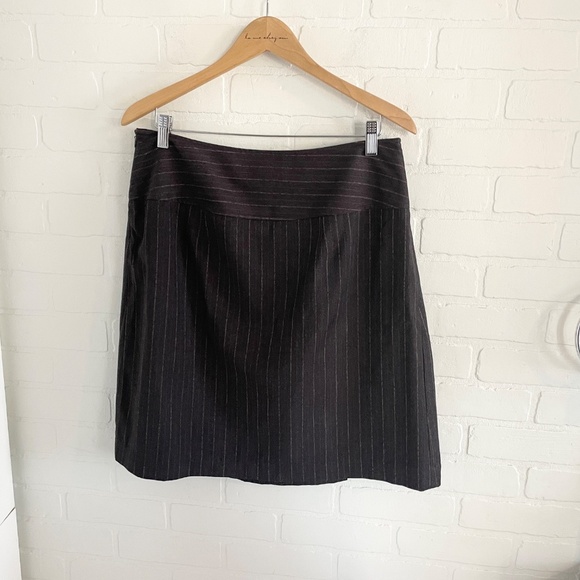 Vintage Y2K Mini skirt Corpcore Pinstripe Charcoal Gray Light blue Academia 12 - Picture 6 of 8